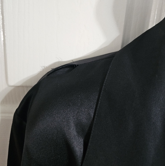 Neiman Marcus M Black 100% Silk Long Vintage Robe Duster 80s Loungewear Tie Belt - Picture 4 of 8